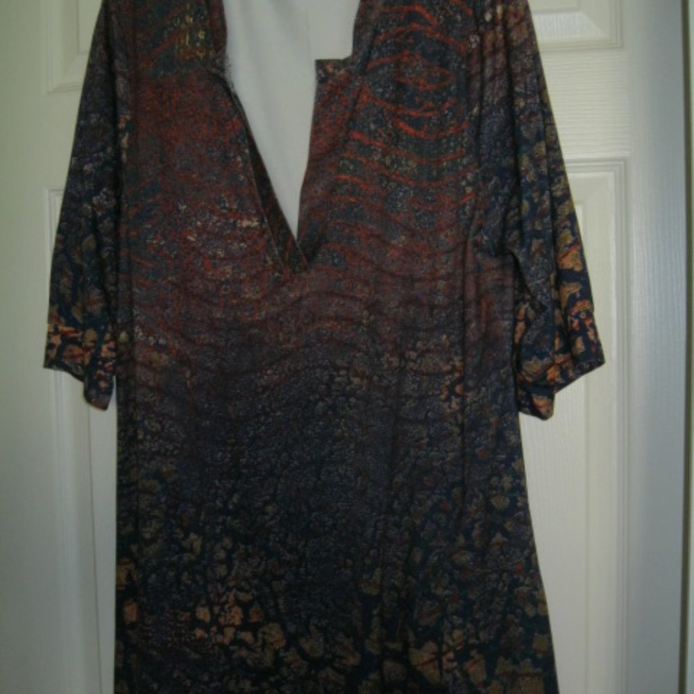 Large Red Floral TunicTop by Symply ASTER Size 1XL